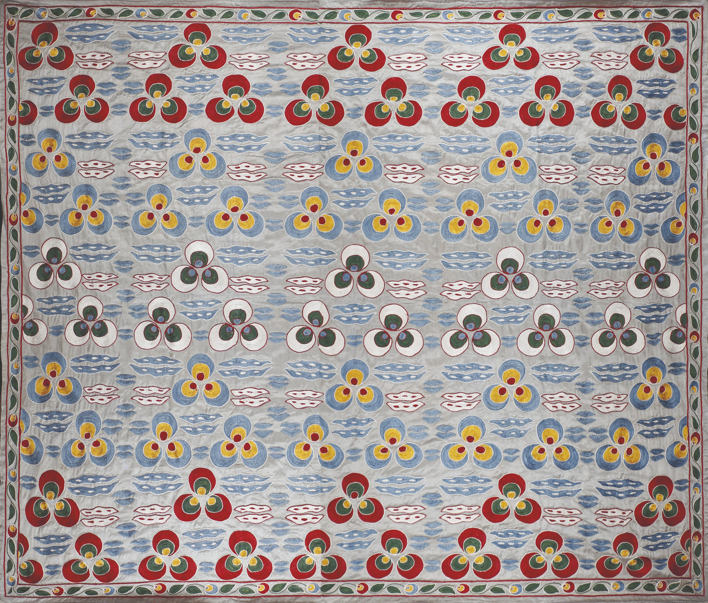 Ottoman Silk Chintamani Motif Embroidered Suzani Tapestry