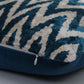 Silk Ikat Velvet Bosphorus Blue and White Cushion