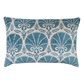Silk Ikat Velvet Ocean Blue and White Carnation Cushion