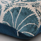 Silk Ikat Velvet Ocean Blue and White Carnation Cushion
