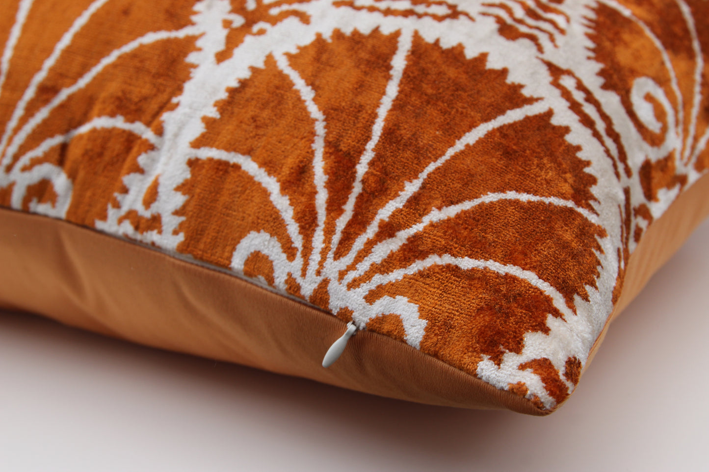 Silk Ikat Velvet Kalahari Brown Carnation Cushion