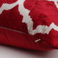 Silk Ikat Velvet Burgundy and White Oriental Motif Cushion