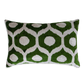 Silk Ikat Velvet Deep Green and White Dots Cushion