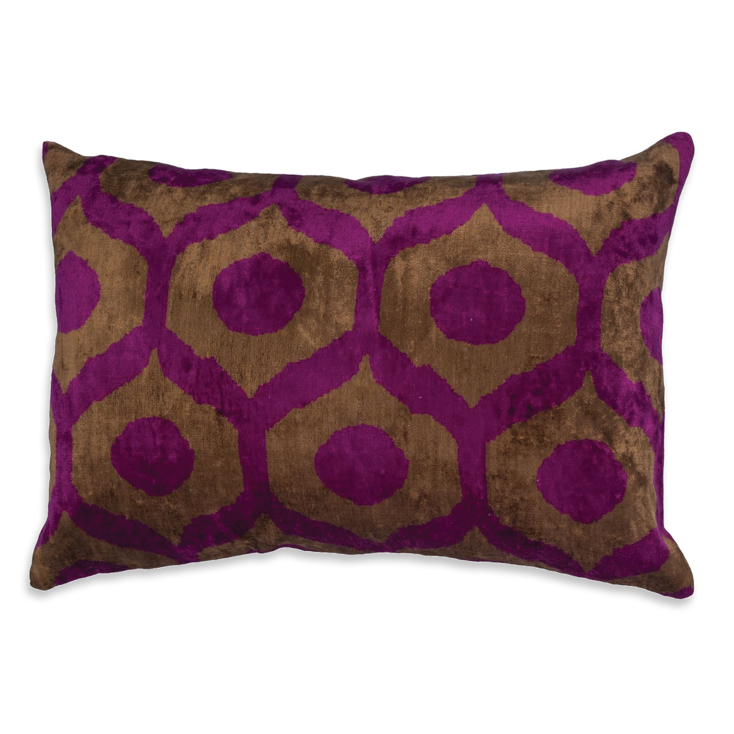 Silk Ikat Velvet Fuchsia Dots Cushion