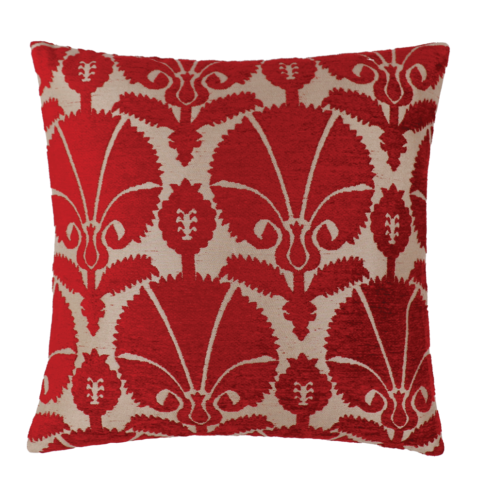 Ottoman Red Carnation Brocade Cushion