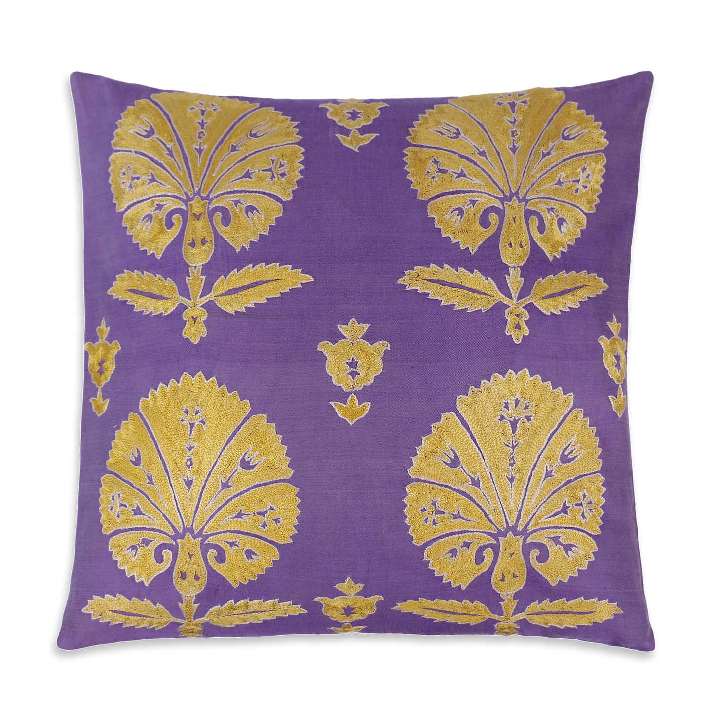 Silk Embroidered Suzani Purple Carnation Cushion