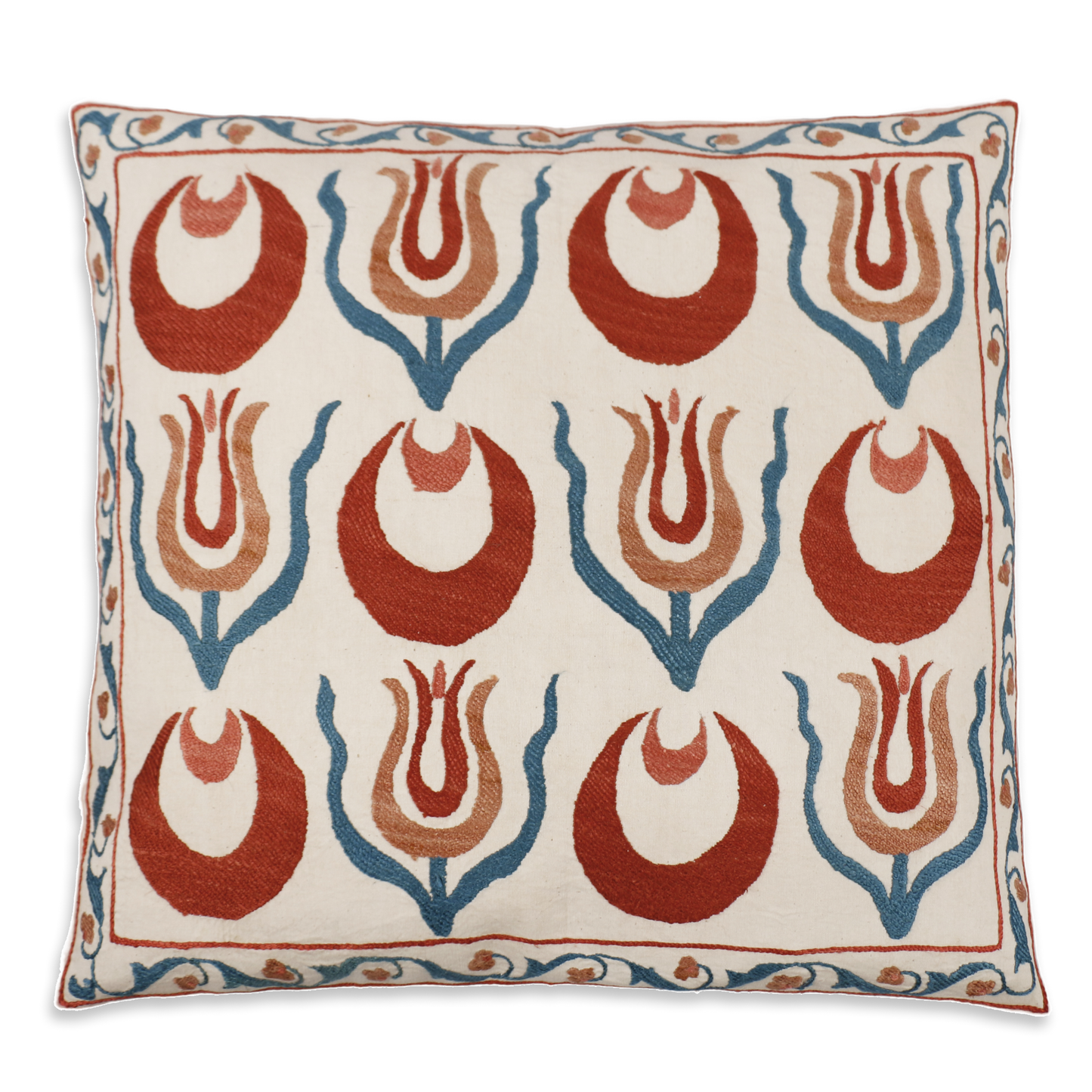Silk Embroidered Suzani Antique Kaftan Motif Cushion