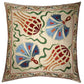Silk Embroidered Suzani Tulip and Carnation Cushion