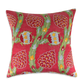 Silk Embroidered Antique Red Pomegranates Motif Cushion