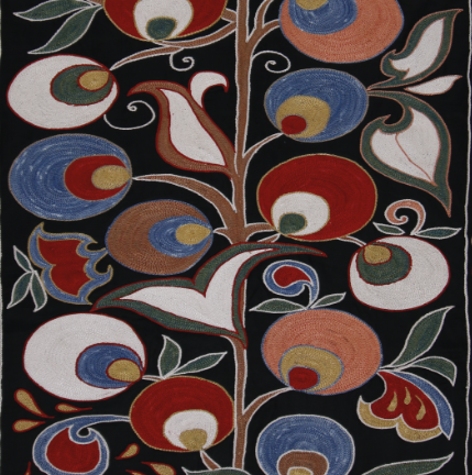 Ottoman Silk Pomegranate Garden Embroidered Suzani Runner