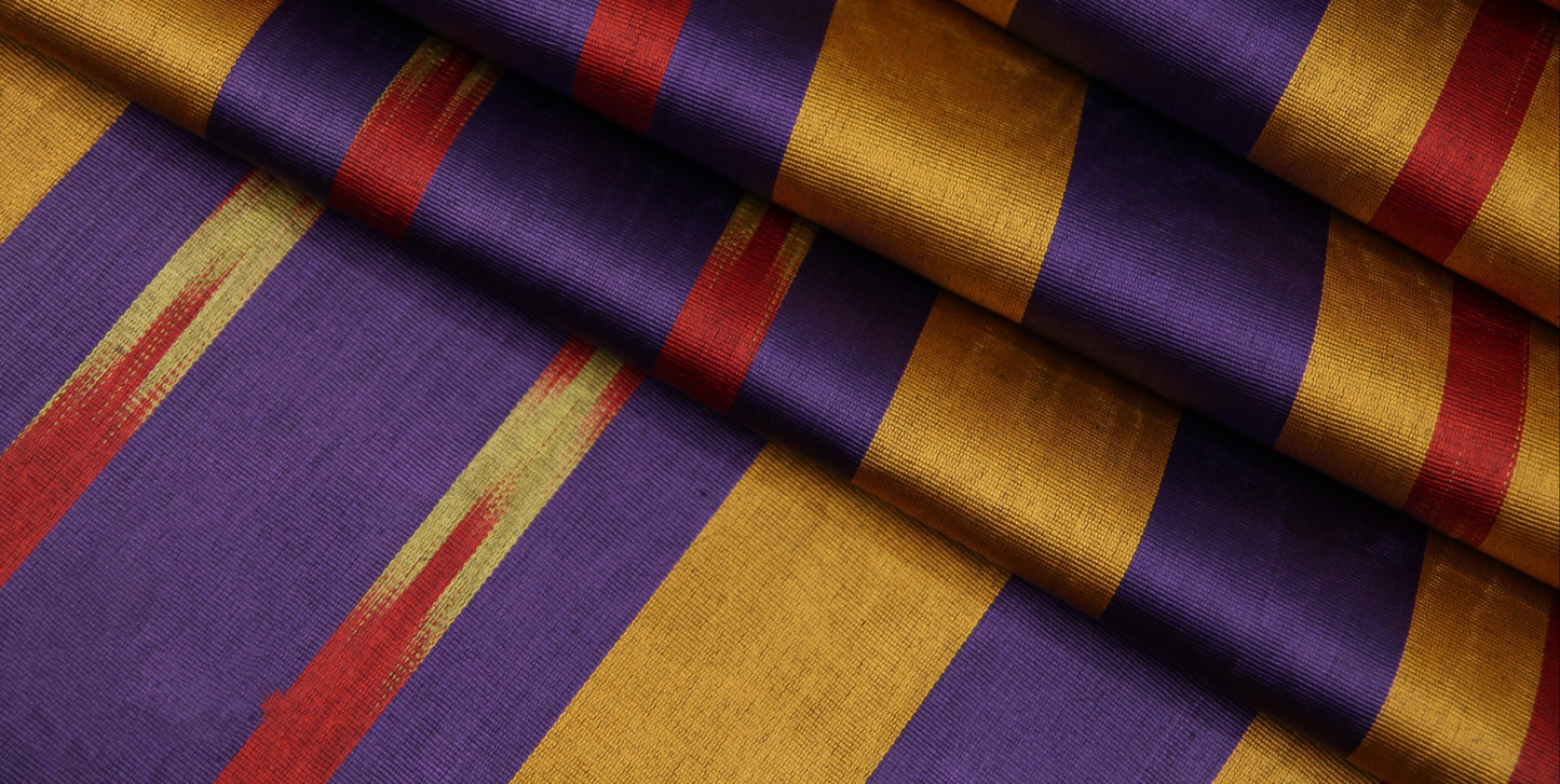 Ottoman Handwoven Purple and Yellow Ikat Kutnu