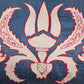 Silk Embroidered Suzani Blue Antique Kaftan Tulips Cushion