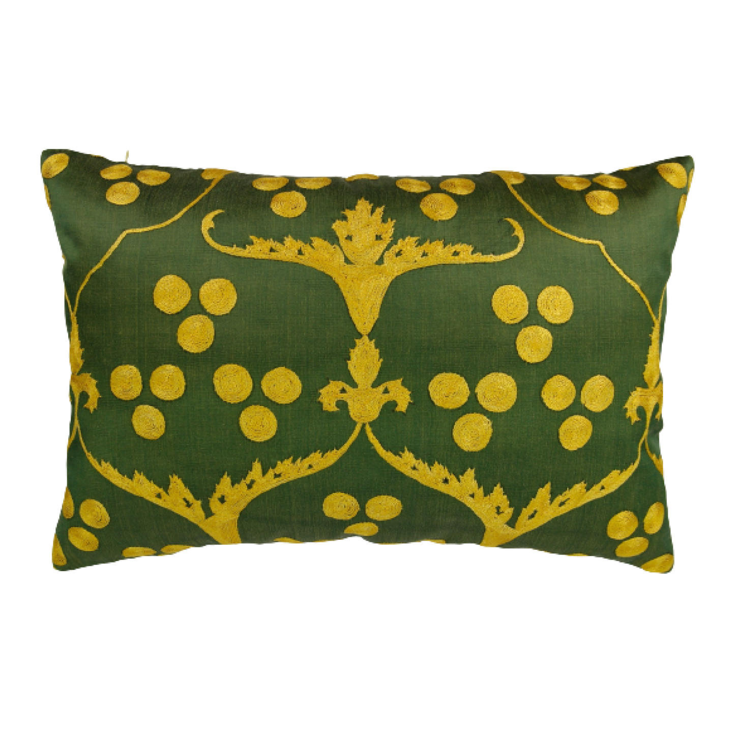 Silk Embroidered Suzani Green Cushion